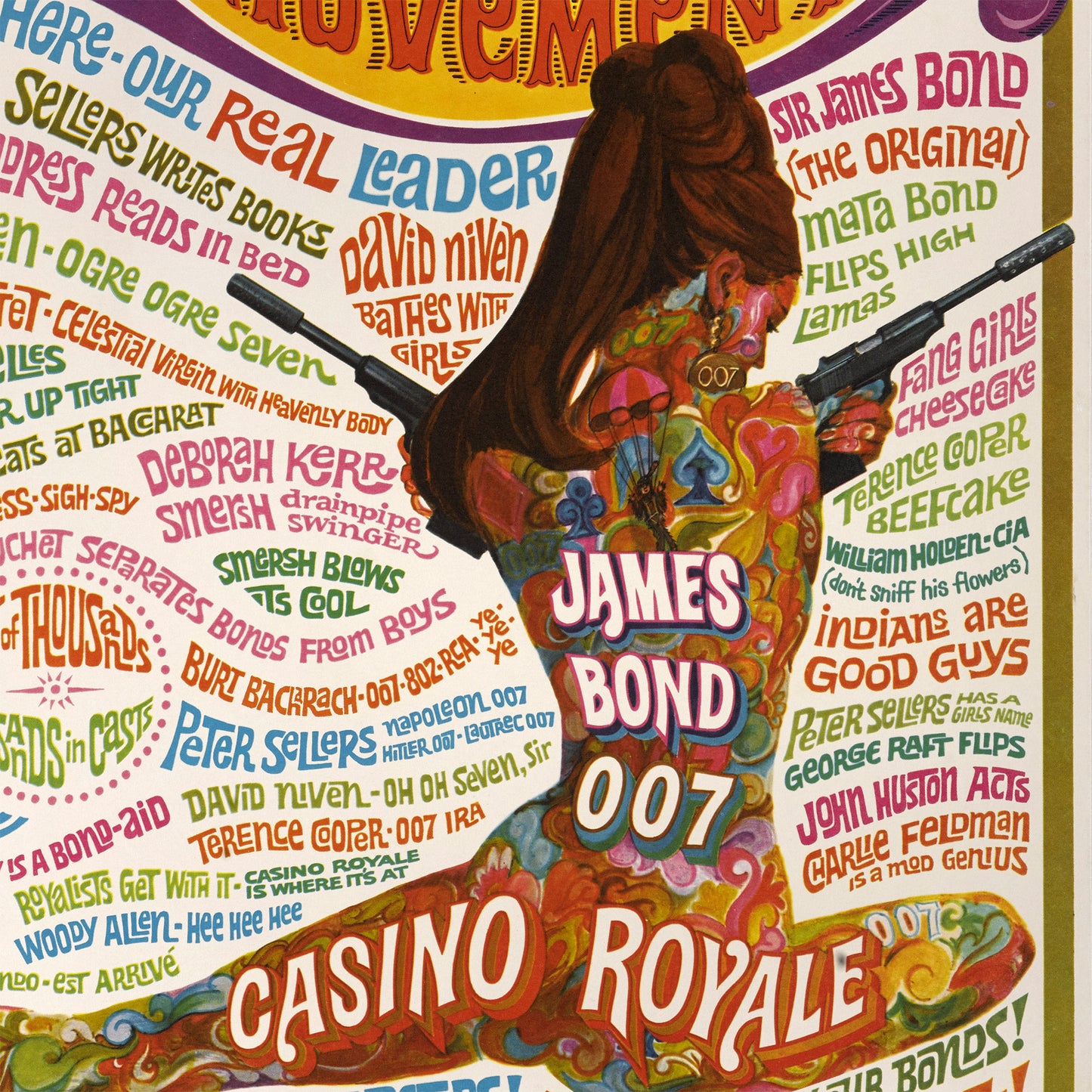 Casino Royale, 1967 James Bond 007 Film Poster Framed Canvas Print, Pop Culture, Vintage Poster, Movie Poster, Advertise Poster, wall art