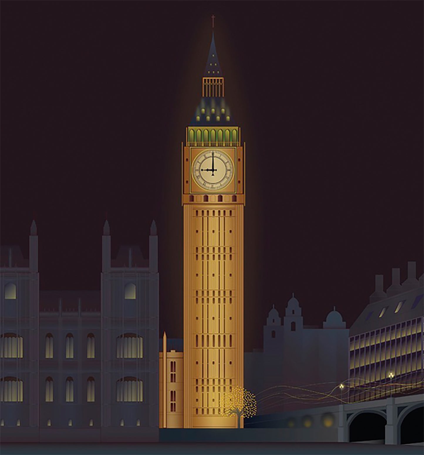 Big Ben London Poster Framed Canvas Print, London Clock Tower, Vector poster, London UK, abstract poster, illustration poster, canvas art