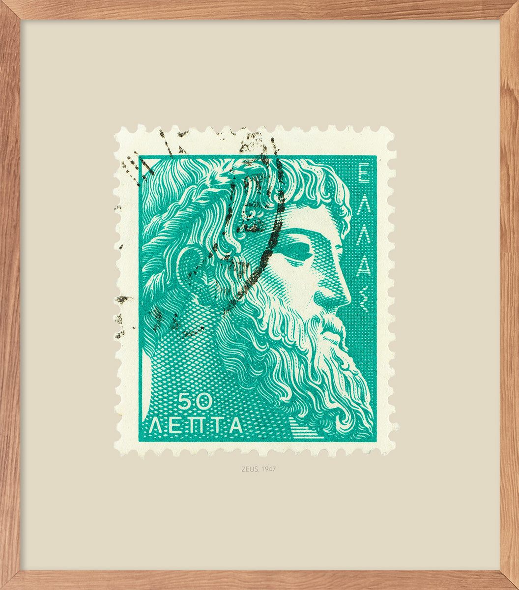 Greece Stamp Collection, Zeus, Philately, Poster, Wall Hanging, Home Decor, Gift idea