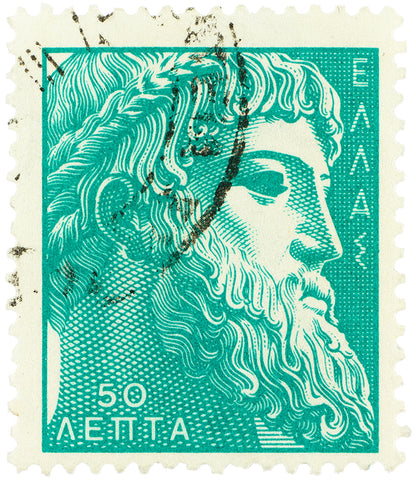 Greece Stamp Collection, Zeus, Philately, Poster, Wall Hanging, Home Decor, Gift idea