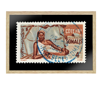 Vintage African Stamp Art Postage, Somali Stamp, Black Woman, Gift Photo , Printed Picture Wall Art , Travel Poster Prints