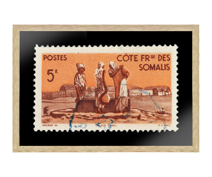 Vintage African Stamp Art Postage, Somali Stamp, Black People Picture, Gift Photo , Printed Picture Wall Art , Travel Poster Prints