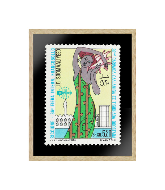 Vintage African Stamp Art Postage, Somalia Stamp, Black Woman Portrait Art, Printed Picture Wall Art Decoration, Travel Poster Prints