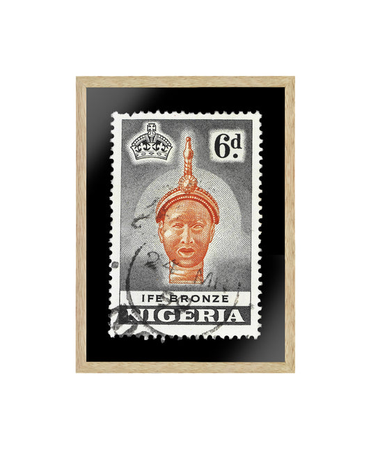 Vintage African Stamp Art Postage, Nigeria Stamp, Statue, Printed Picture Wall Art Decoration, Travel Poster Prints