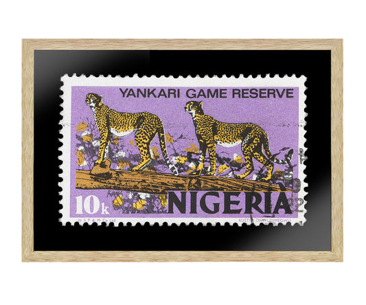 Vintage African Stamp Art Postage, Nigeria Stamp, Yankari Game Reserve, Tiger Photo , Printed Picture Wall Art , Travel Poster Prints