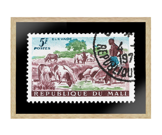 Vintage African Stamp Art Postage, Mali Stamp, Black Man Portrait Art, Printed Picture Wall Art Decoration, Travel Poster Prints