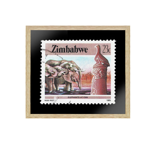 Vintage African Stamp Art Postage, Zimbabwe Stamp, Elephants, Gift Photo , Printed Picture Wall Art , Travel Poster Prints