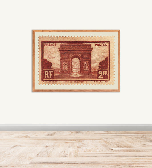 France Stamp Collection, Arc de Triomphe, Philately, Wall Hanging, Home Decor, Gift idea, Poster