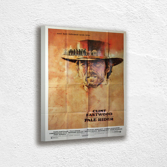 Pale Rider (1985) Advertising Poster Print Canvas, Clint Eastwood Pale Rider Hat, Modern Art, Abstract Art, Wall art decor Canvas