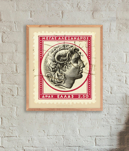 Greece Stamp Collection, Head of Alexander the Great, Philately, Poster, Wall Hangings, Home Decor, Gift idea