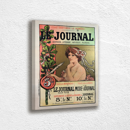Le Journal, Original Vintage Linen-Backed French Magazine Advertising Poster Print Canvas, Modern Art, Abstract Art, Wall art decor Canvas
