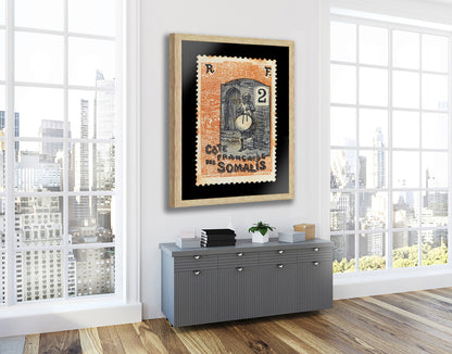 Vintage African Stamp Art Postage, Somali Stamp, Black People Picture, Gift Photo, Printed Picture Wall Art, Travel Poster Prints