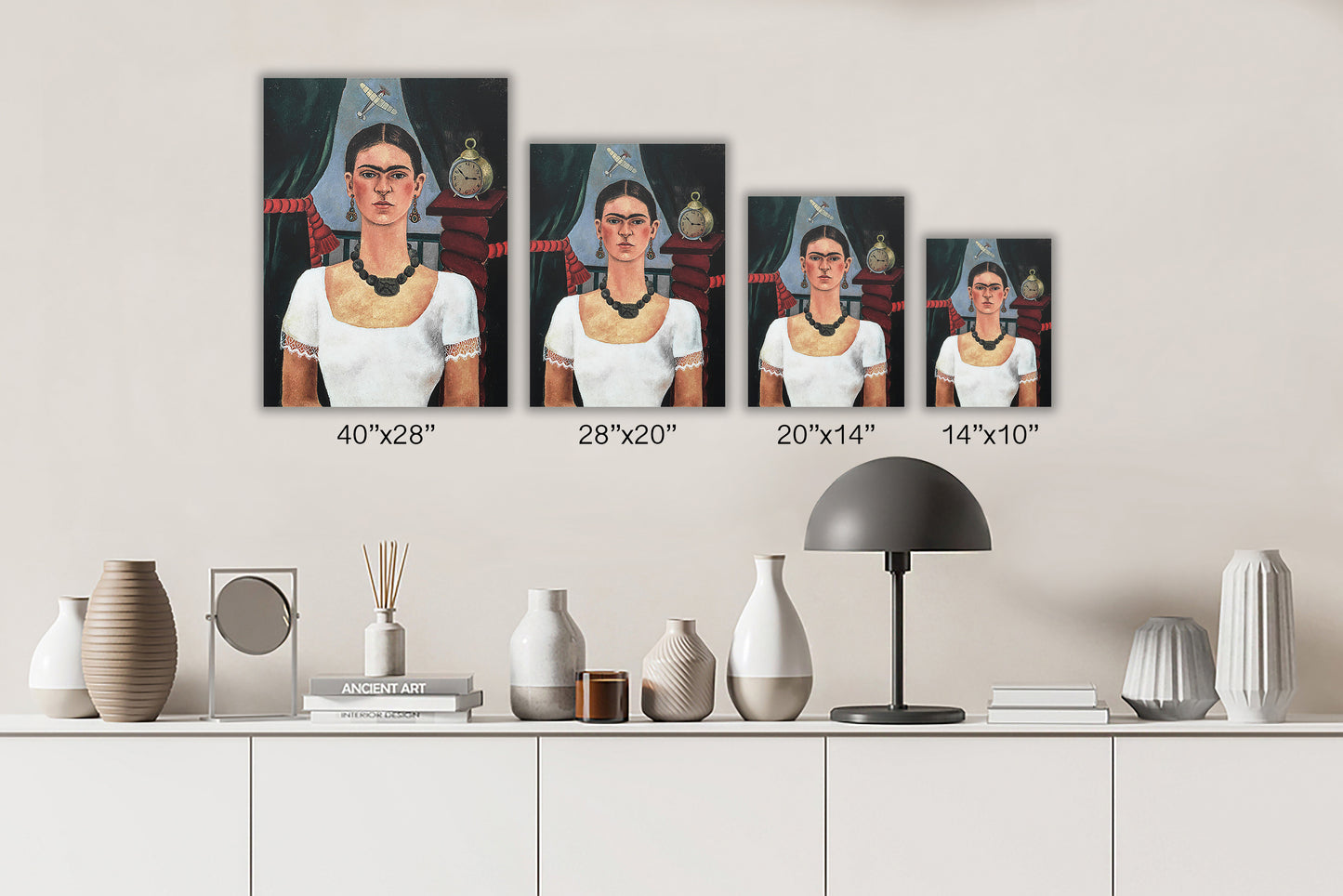 Frida Kahlo Self Portrait Hanging Canvas, Wall Art Decoration Canvas Printed Canvas, home decor poster