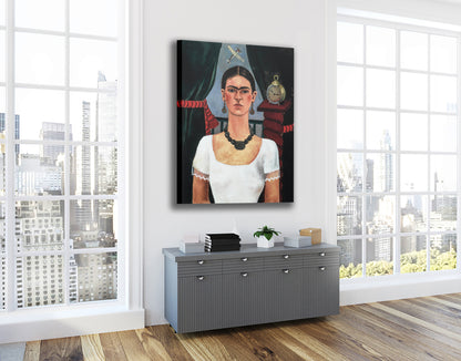 Frida Kahlo Self Portrait Hanging Canvas, Wall Art Decoration Canvas Printed Canvas, home decor poster