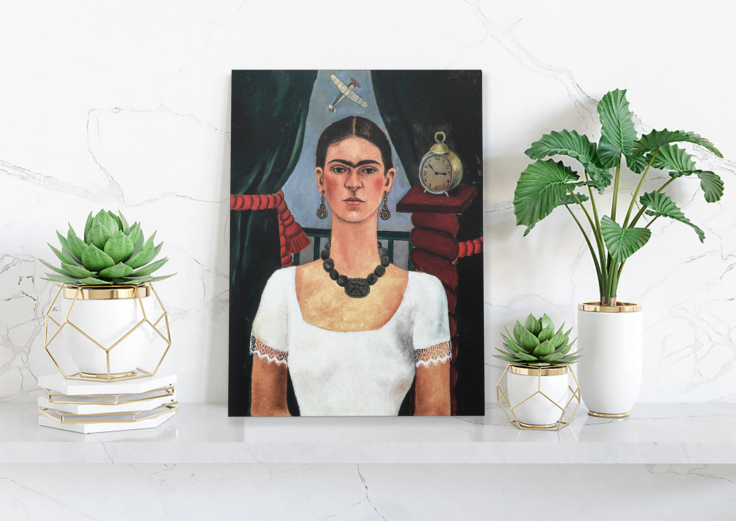 Frida Kahlo Self Portrait Hanging Canvas, Wall Art Decoration Canvas Printed Canvas, home decor poster