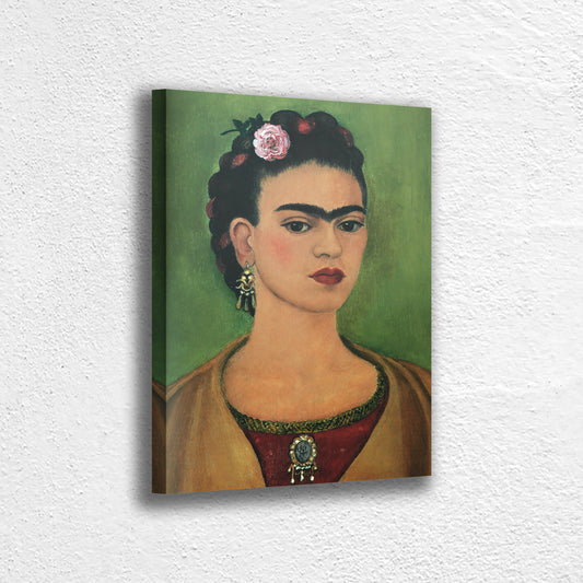 Frida Kahlo Self Portrait Colorful Green Canvas, Wall Art Decoration Canvas Printed Canvas, home decor poster