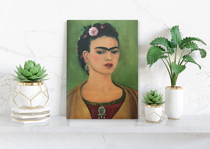 Frida Kahlo Self Portrait Colorful Green Canvas, Wall Art Decoration Canvas Printed Canvas, home decor poster