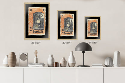 Vintage African Stamp Art Postage, Somali Stamp, Black People Picture, Gift Photo, Printed Picture Wall Art, Travel Poster Prints