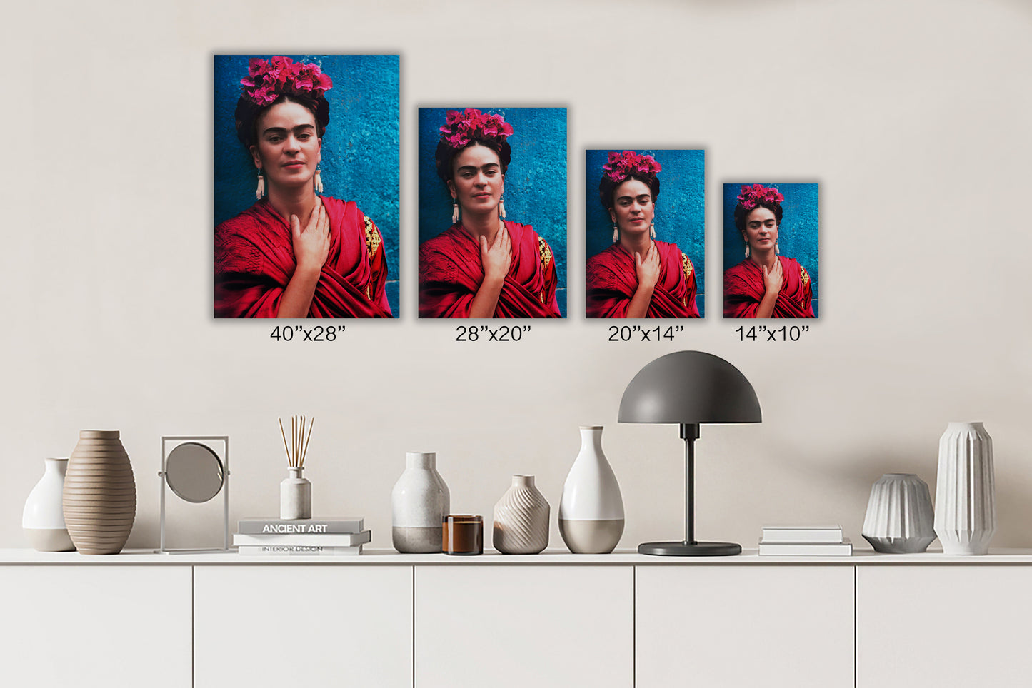 Frida Kahlo Self Portrait Canvas Wall Art Decoration Canvas print Pink Dress Printed Canvas, home decor Active