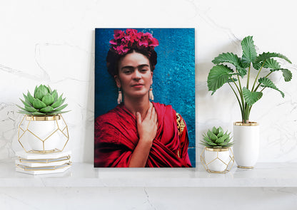 Frida Kahlo Self Portrait Canvas Wall Art Decoration Canvas print Pink Dress Printed Canvas, home decor Active