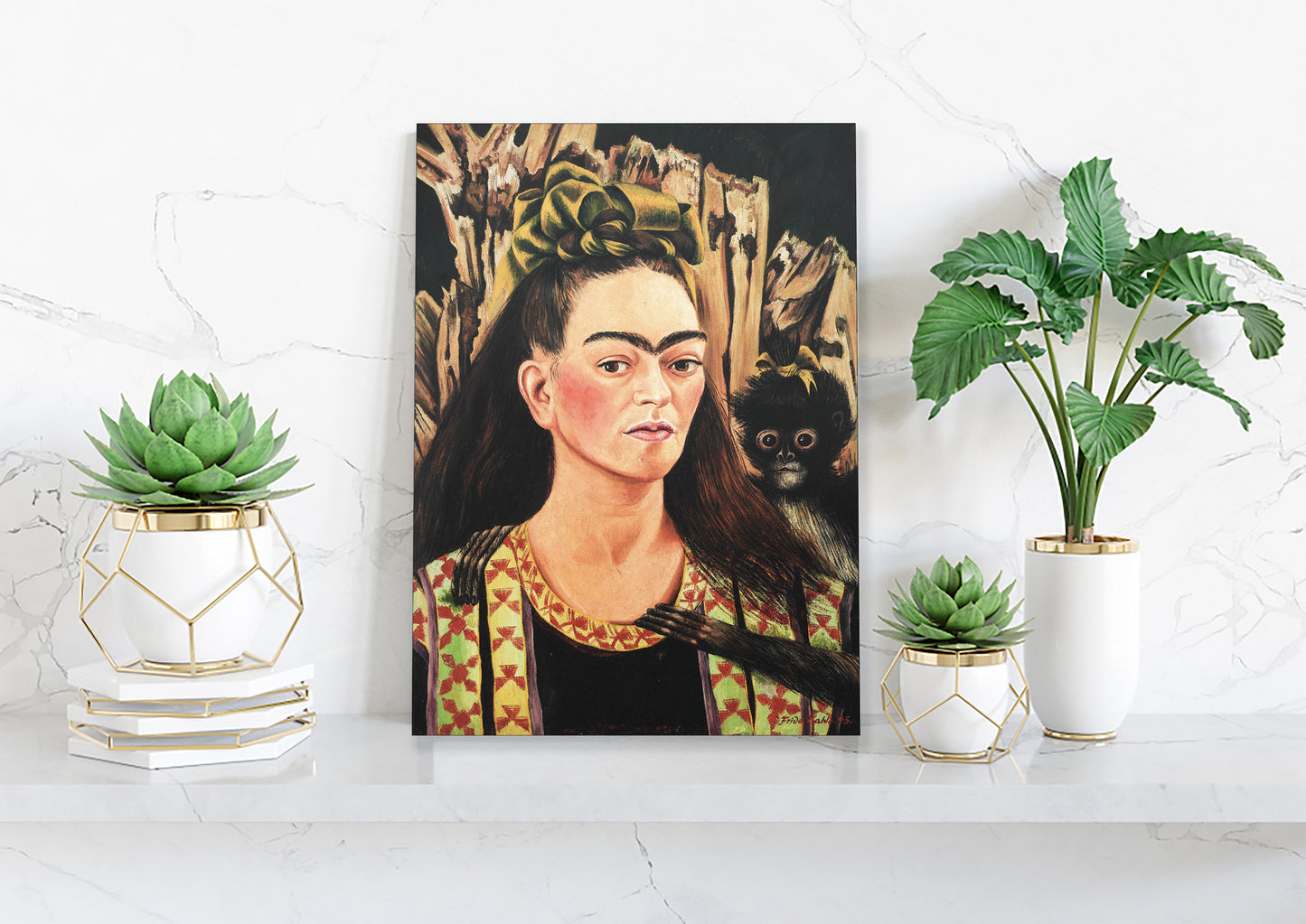 Frida Kahlo Self Portrait Canvas Wall Art Decoration, Printed Canvas, home decor, Portrait Poster