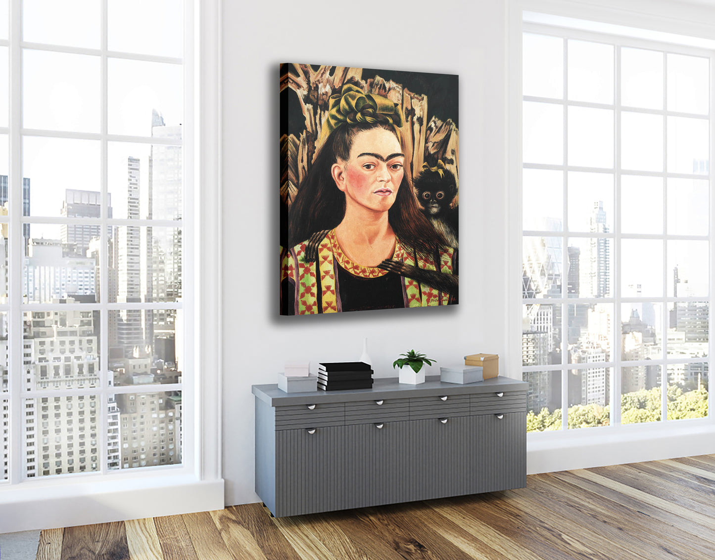 Frida Kahlo Self Portrait Canvas Wall Art Decoration, Printed Canvas, home decor, Portrait Poster