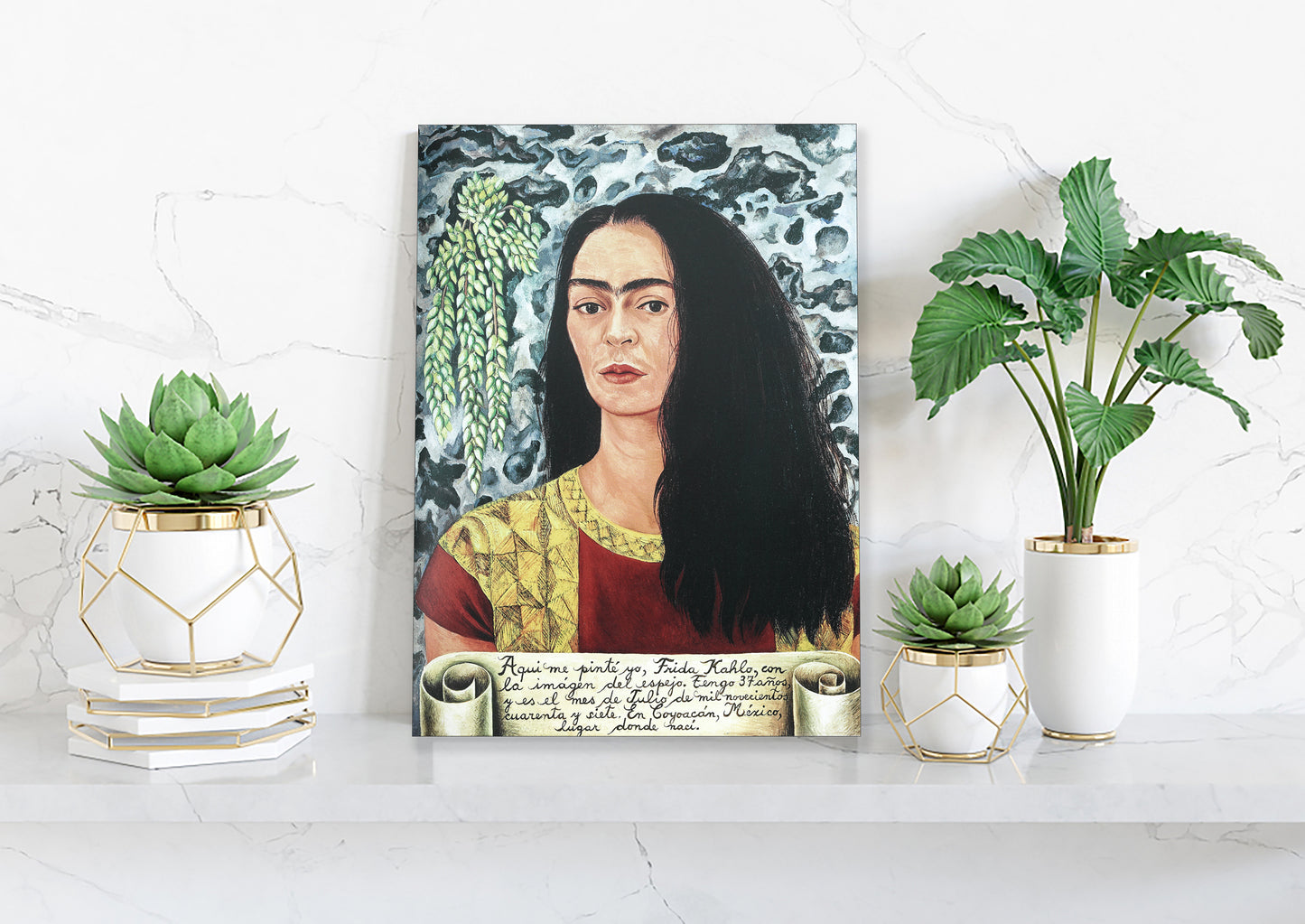 Frida Kahlo Self Portrait Hanging Canvas, Wall Art Decoration Canvas Printed Canvas, home decor poster