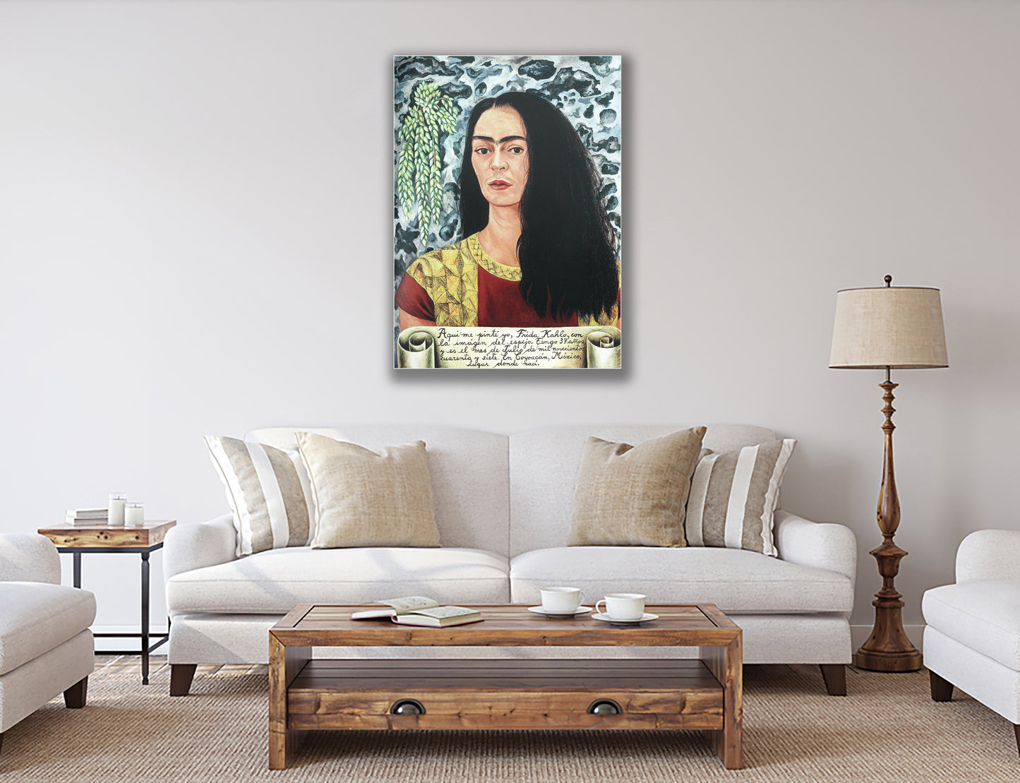 Frida Kahlo Self Portrait Hanging Canvas, Wall Art Decoration Canvas Printed Canvas, home decor poster