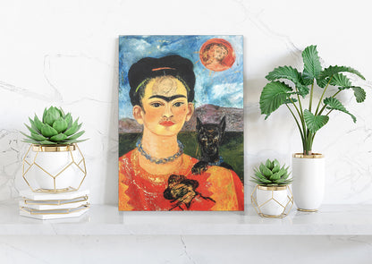 Frida Kahlo Self Portrait Canvas Wall Art Decoration, Printed Canvas, home decor, Portrait Poster, Colorful Canvas