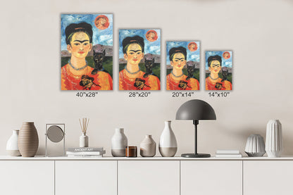 Frida Kahlo Self Portrait Canvas Wall Art Decoration, Printed Canvas, home decor, Portrait Poster, Colorful Canvas