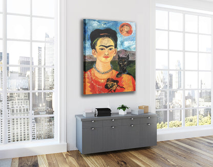 Frida Kahlo Self Portrait Canvas Wall Art Decoration, Printed Canvas, home decor, Portrait Poster, Colorful Canvas