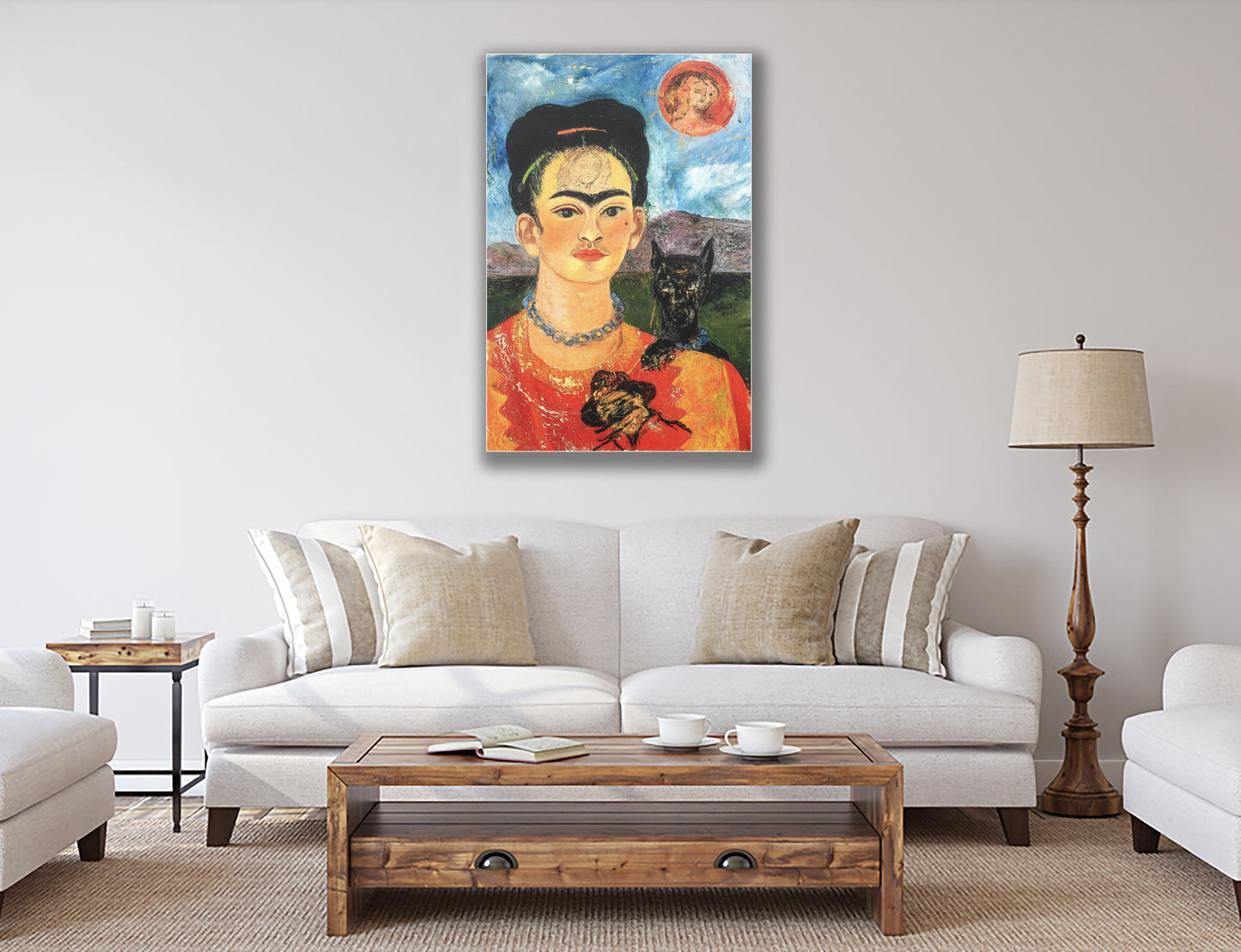 Frida Kahlo Self Portrait Canvas Wall Art Decoration, Printed Canvas, home decor, Portrait Poster, Colorful Canvas