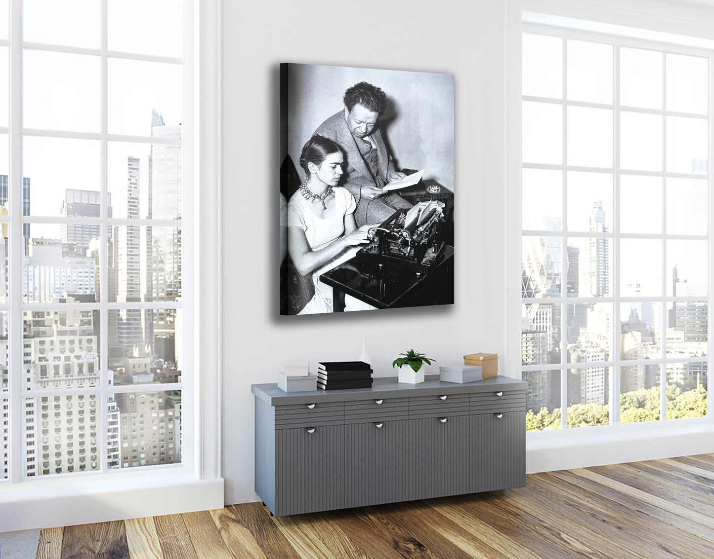 Frida Kahlo and her Love, Wall Art Decoration Printed Canvas, home decor Portrait Poster