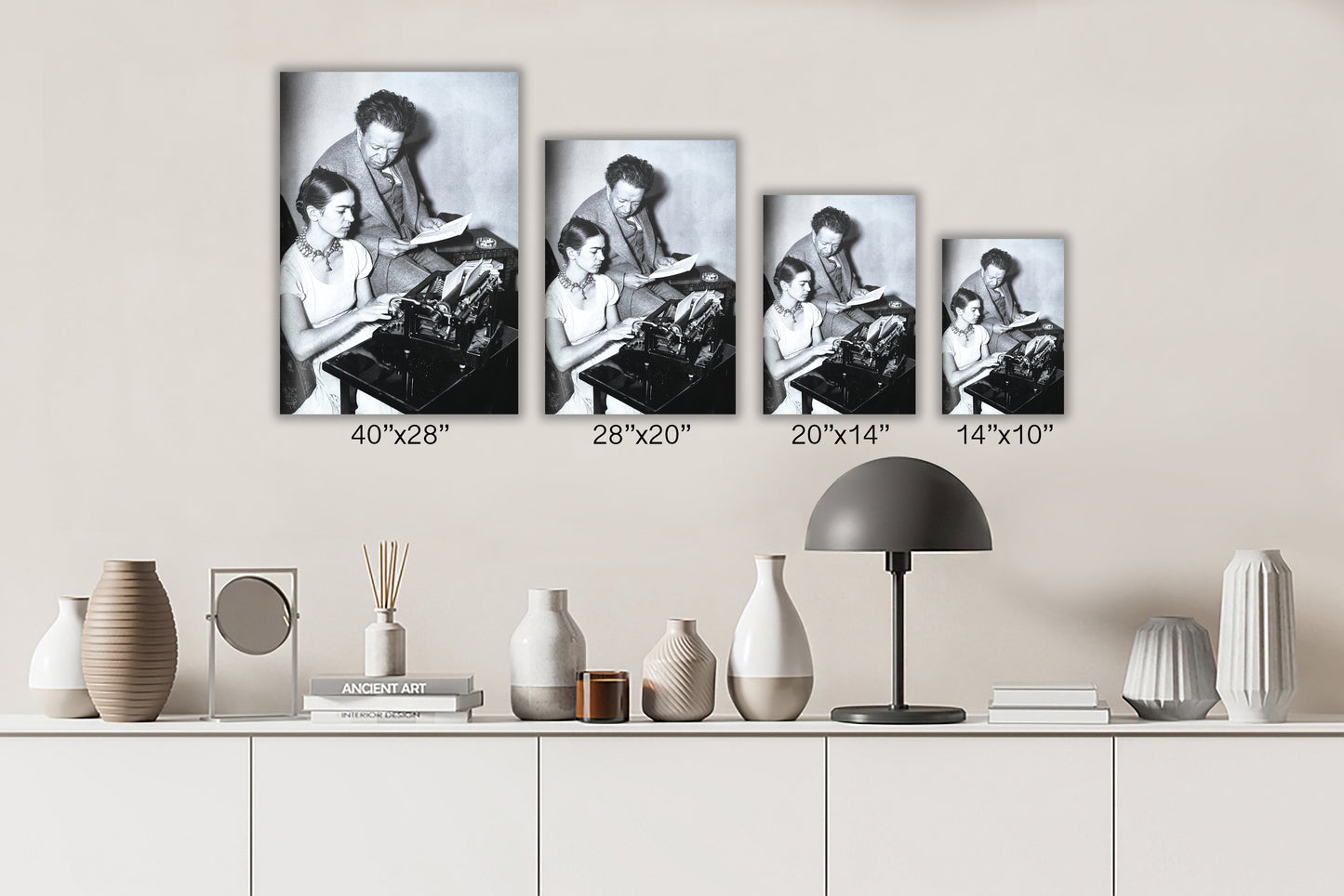 Frida Kahlo and her Love, Wall Art Decoration Printed Canvas, home decor Portrait Poster