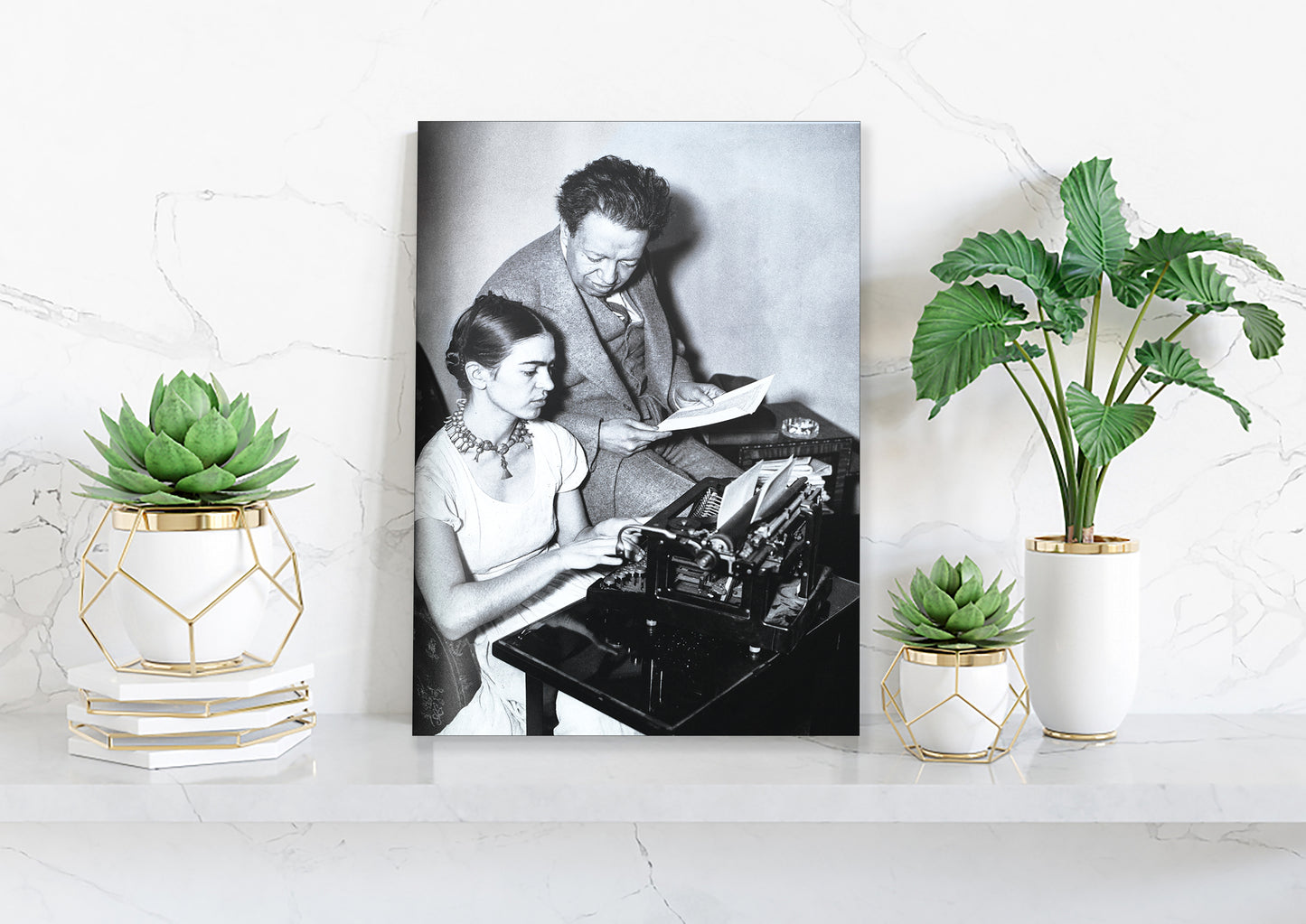 Frida Kahlo and her Love, Wall Art Decoration Printed Canvas, home decor Portrait Poster