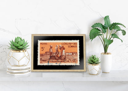 Vintage African Stamp Art Postage, Somali Stamp, Black People Picture, Gift Photo , Printed Picture Wall Art , Travel Poster Prints