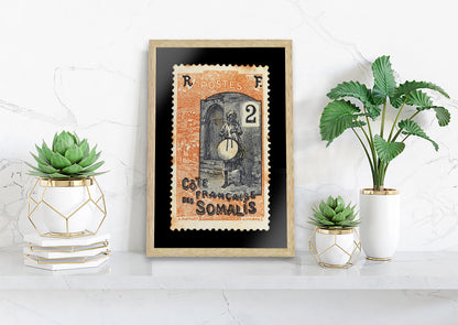 Vintage African Stamp Art Postage, Somali Stamp, Black People Picture, Gift Photo, Printed Picture Wall Art, Travel Poster Prints