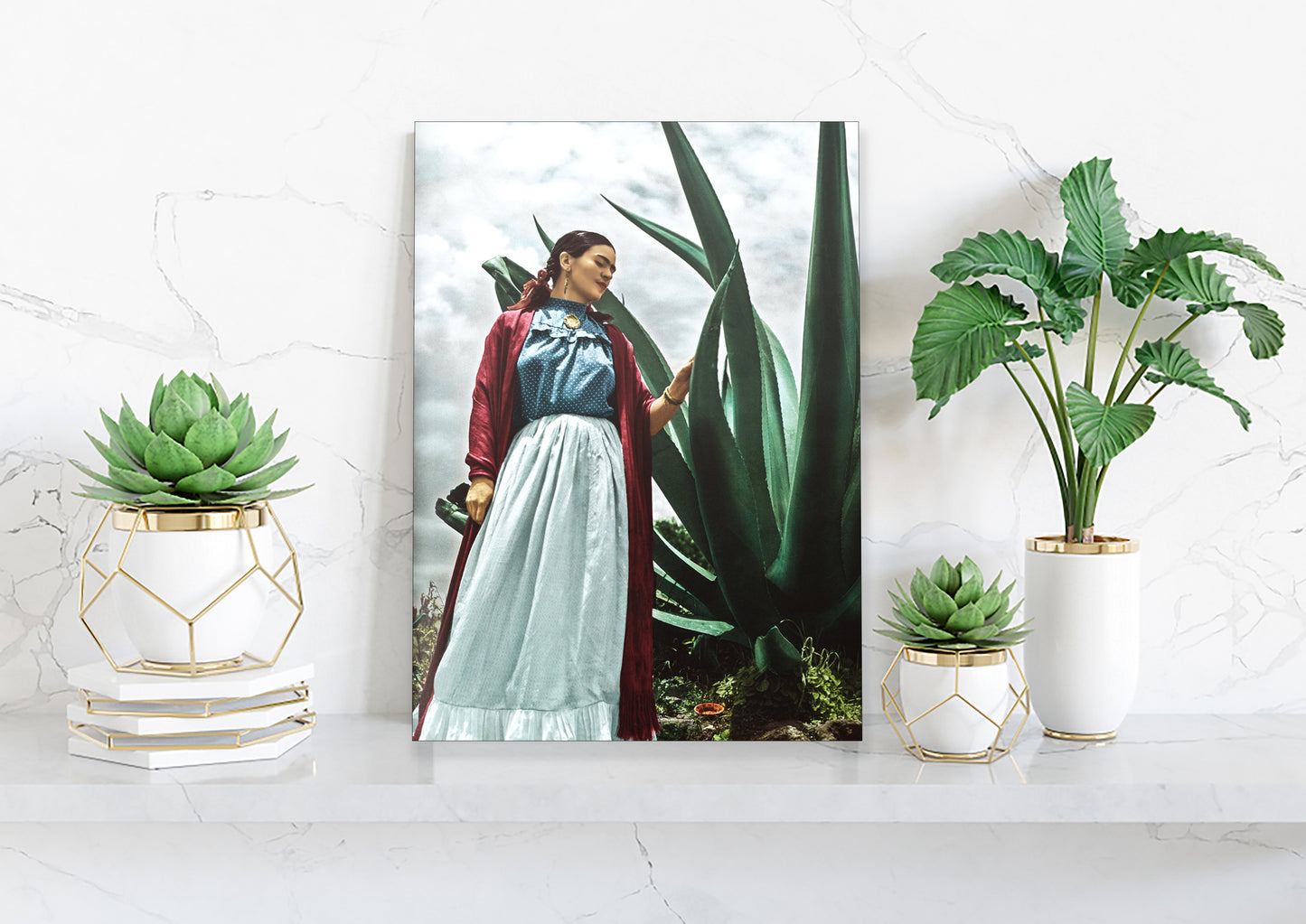 Frida Kahlo Self Portrait Nature Hanging Canvas, Wall Art Decoration Canvas Printed Canvas, home decor poster