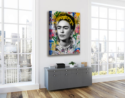 Frida Kahlo Self Portrait Colorful Canvas, Wall Art Decoration Canvas Printed Canvas, home decor poster