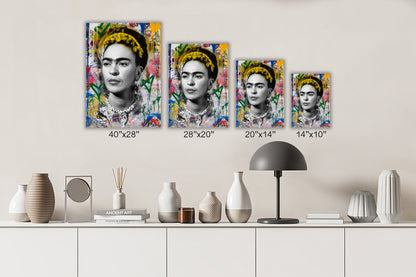 Frida Kahlo Self Portrait Colorful Canvas, Wall Art Decoration Canvas Printed Canvas, home decor poster