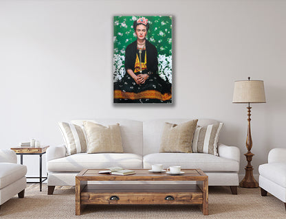 Frida Kahlo Self Portrait Hanging Canvas, Wall Art Decoration Canvas Printed Canvas, home decor poster