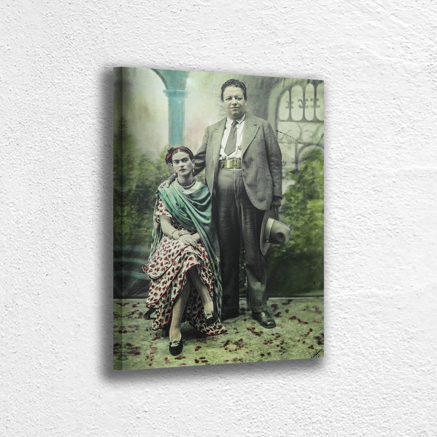 Frida Kahlo and her Love, Wall Art Decoration Printed Canvas,  home decor Portrait Poster