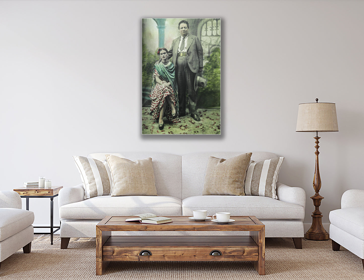 Frida Kahlo and her Love, Wall Art Decoration Printed Canvas,  home decor Portrait Poster