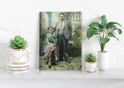 Frida Kahlo and her Love, Wall Art Decoration Printed Canvas,  home decor Portrait Poster